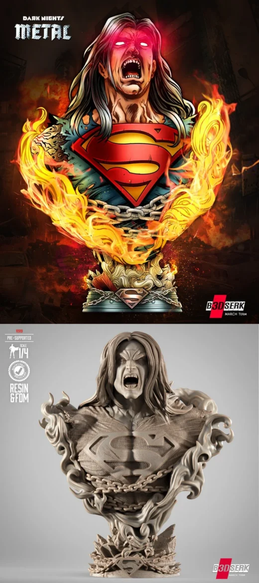 Superman Long Hair Dark Nights Portrait Bust