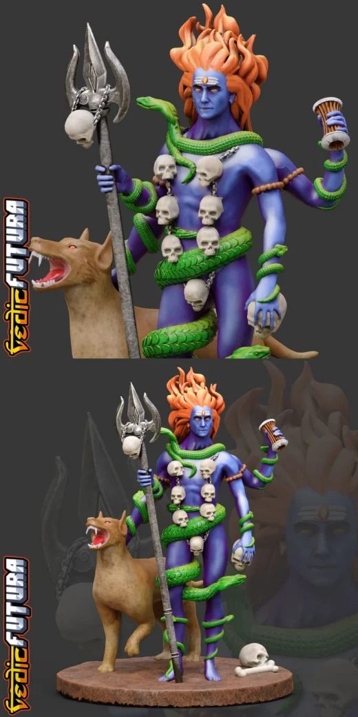 Bhairava, Guardian of Eight Directions of the Universe, With His Dog Shvan