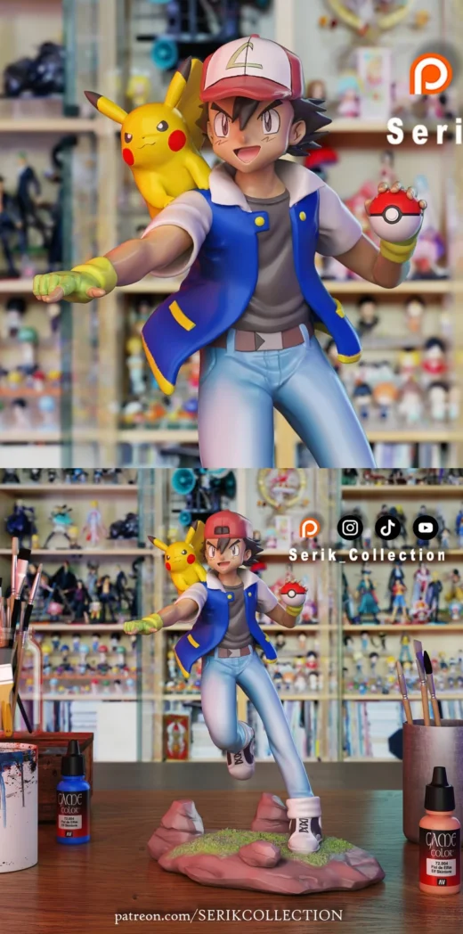 Ash Ketchum (Satoshi) Pokémon 3D Printable STL File for Cosplay and Display