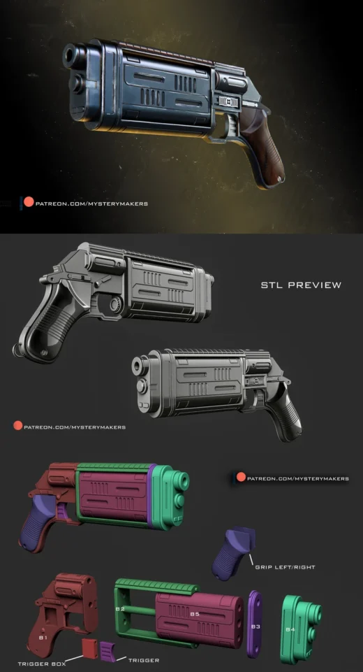 Cassian Andor’s Bryar Pistol – Star Wars Prop STL for 3D Printing