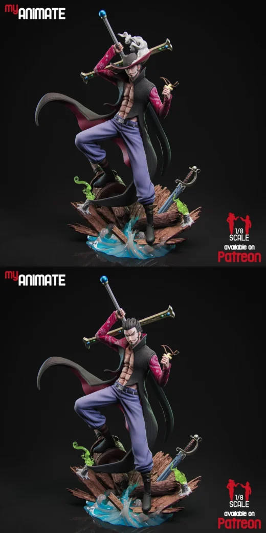 Dracule Mihawk Full Figure & Bust – One Piece STL Model