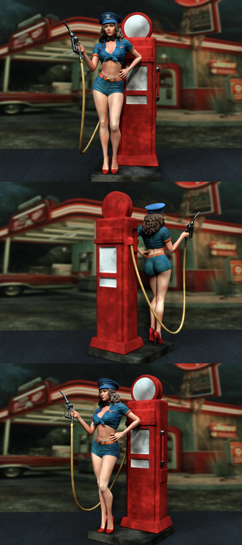 Mobil Oil Pin-Up Girl – Retro Style STL Figure