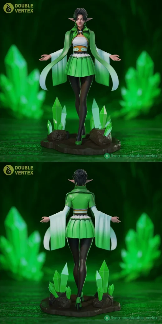 Emerald Elf – Original Fantasy STL Figure for 3D Printing