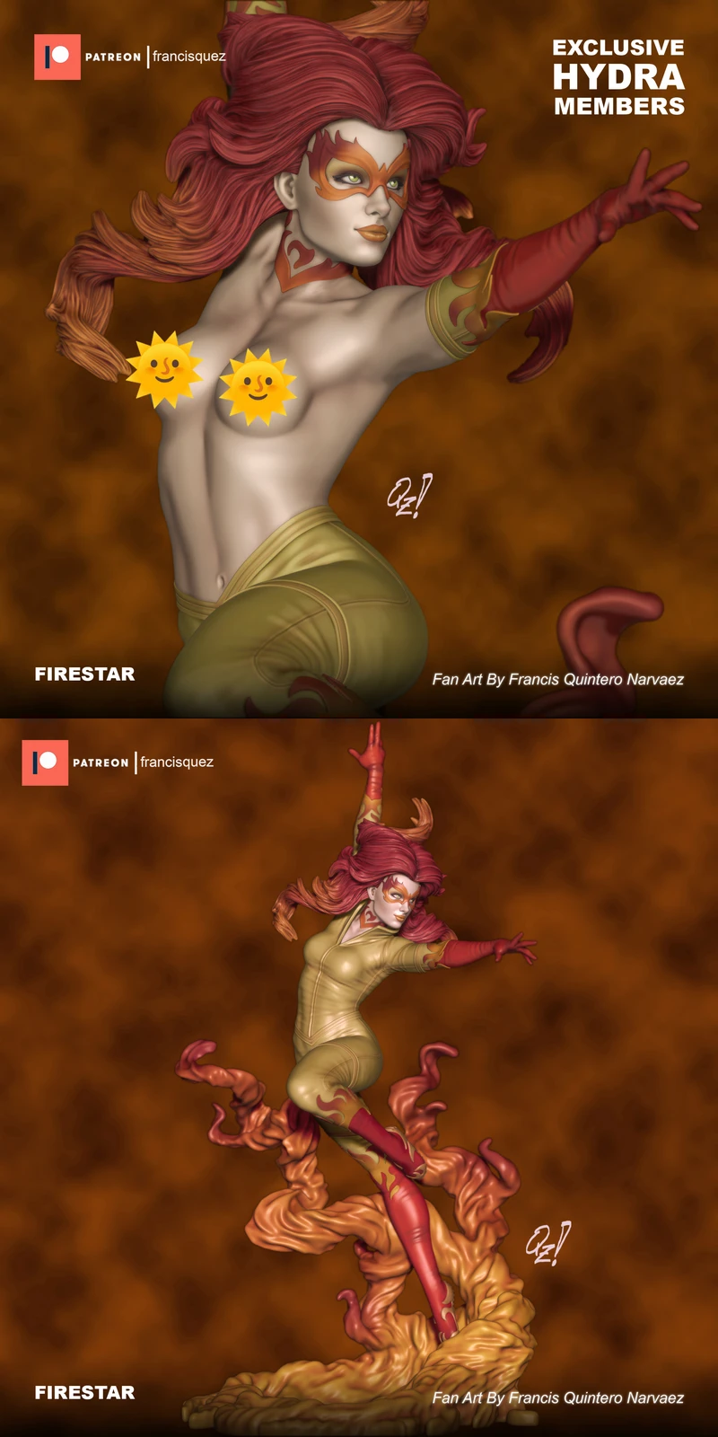 Firestar – Marvel Superheroine STL Figure for 3D Printing