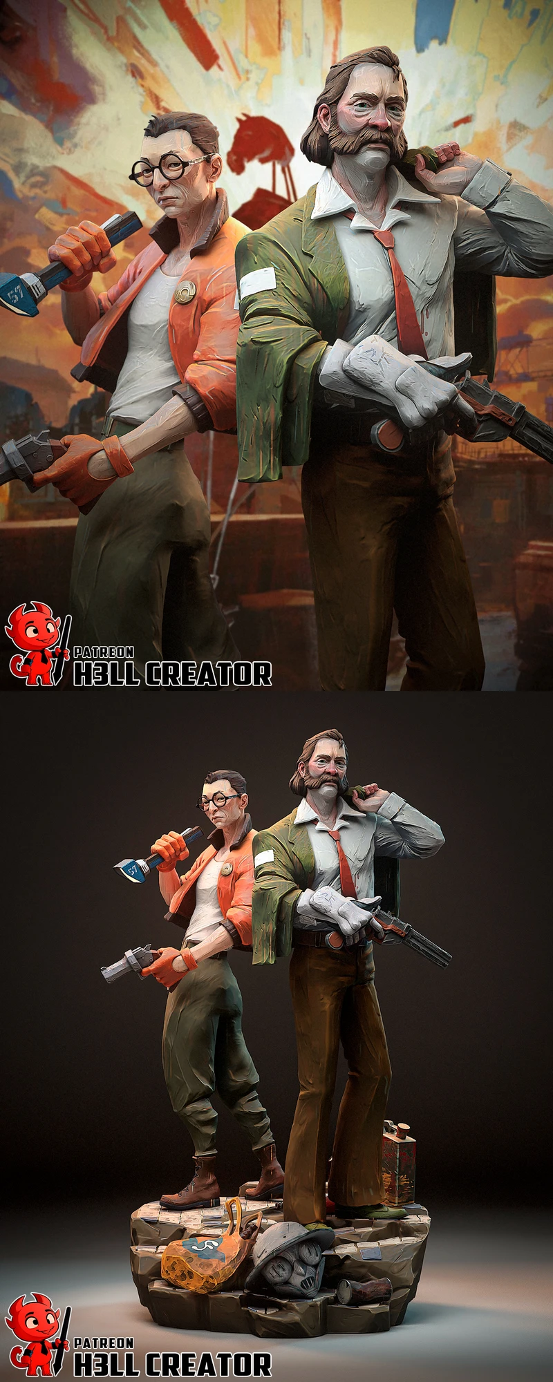 Harry & Kim – Disco Elysium STL Figure Duo for 3D Printing