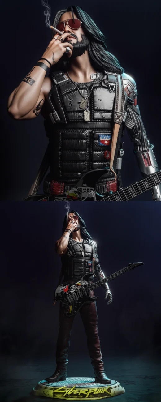 Johnny Silverhand – Cyberpunk 2077 STL Figure for 3D Printing