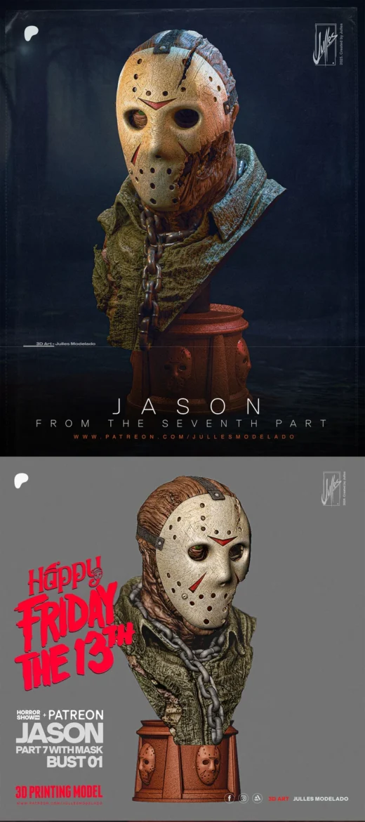 Jason Voorhees Part 7 Bust with Mask – Horror STL Model for 3D Printing