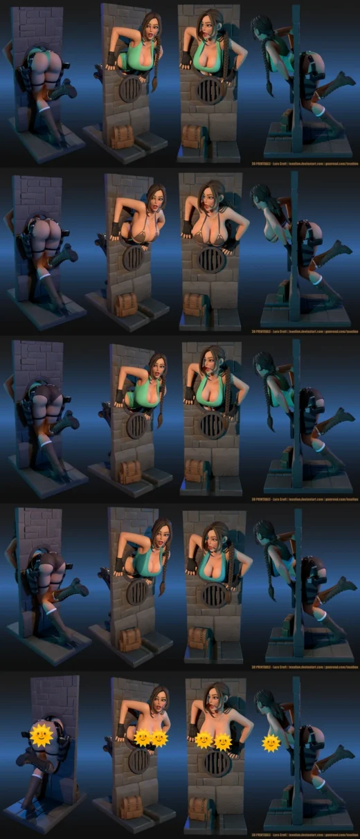Lara Wall Scene – 5 Variant STL Files for 3D Printing