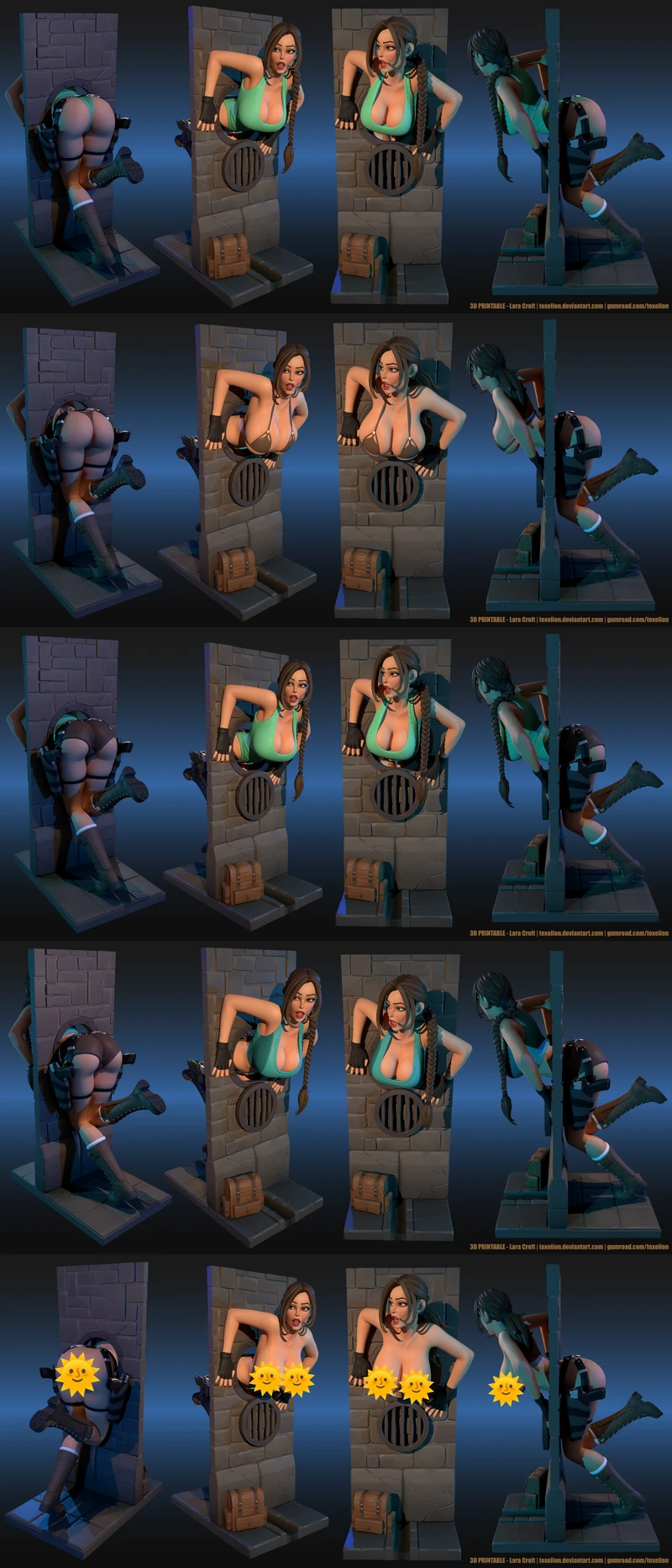 Lara Wall Scene – 5 Variant STL Files for 3D Printing