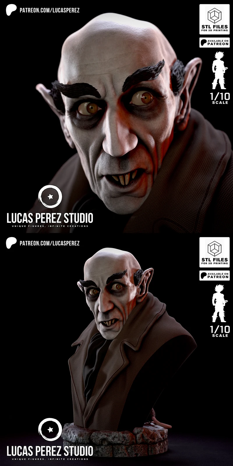 Nosferatu Bust – Classic Vampire Horror STL Model
