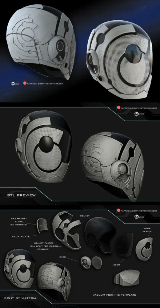 Murderbot Helmet – Sci-Fi Armor STL for 3D Printing