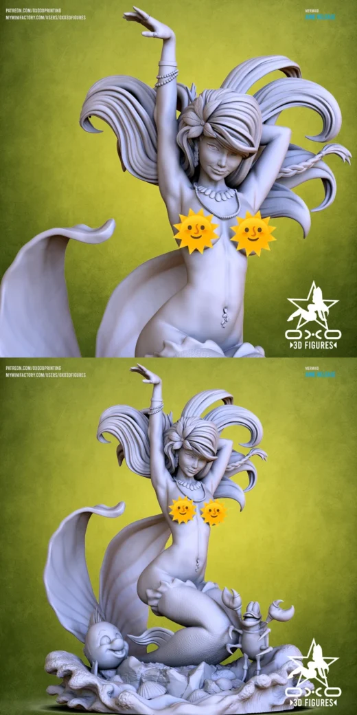 Mermaid Miniature – Fantasy STL Figure for 3D Printing (Extra Version)