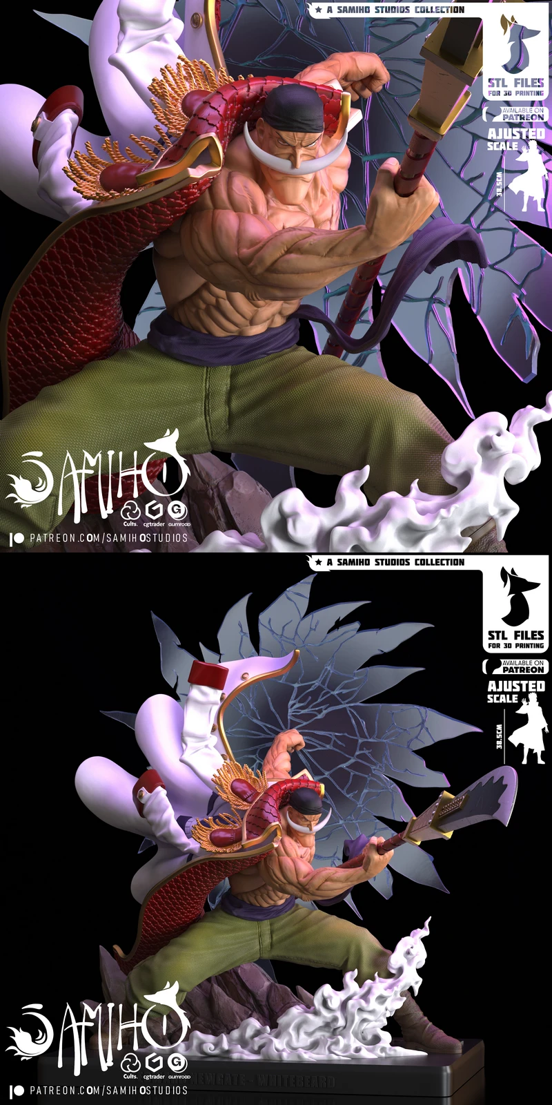 Whitebeard – One Piece STL Figure for 3D Printing