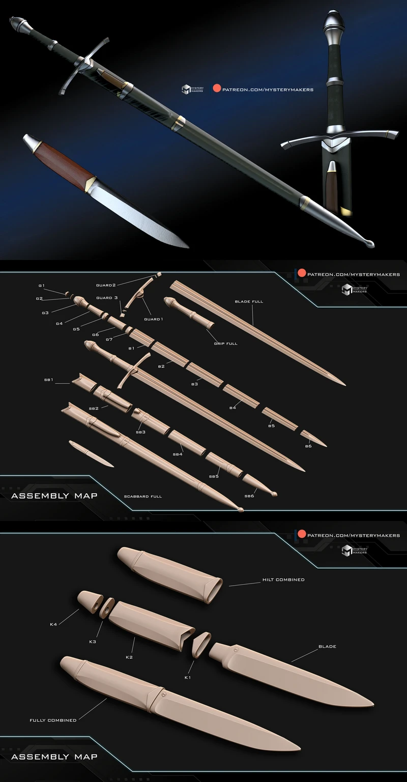 Strider’s Sword and Dagger – LOTR-Inspired STL Weapons for 3D Printing