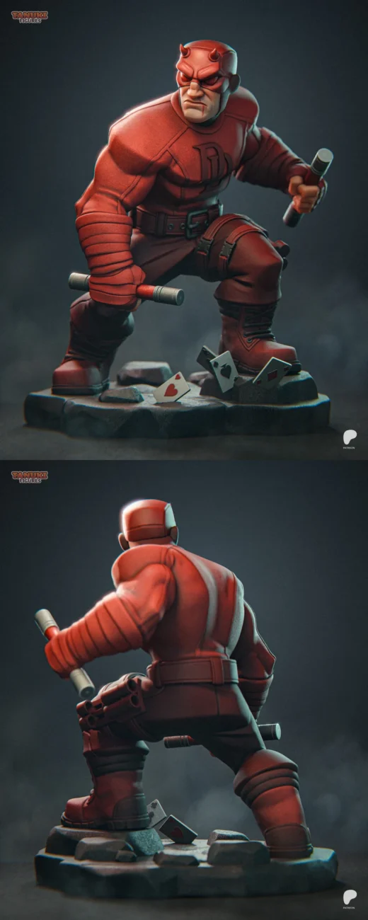 Daredevil (Toon Style) – Marvel STL Figure for 3D Printing