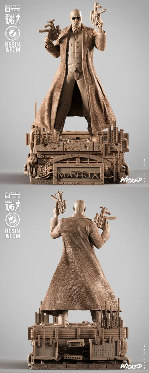 Morpheus Full-Body Sculpture – Matrix STL Figure for 3D Printing