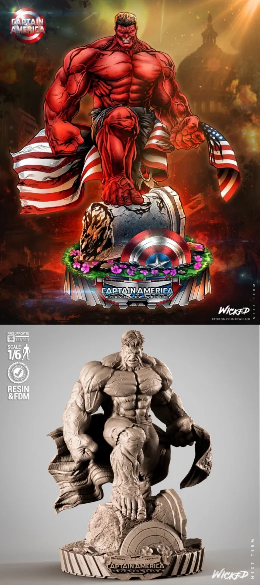 Red Hulk Sculpture