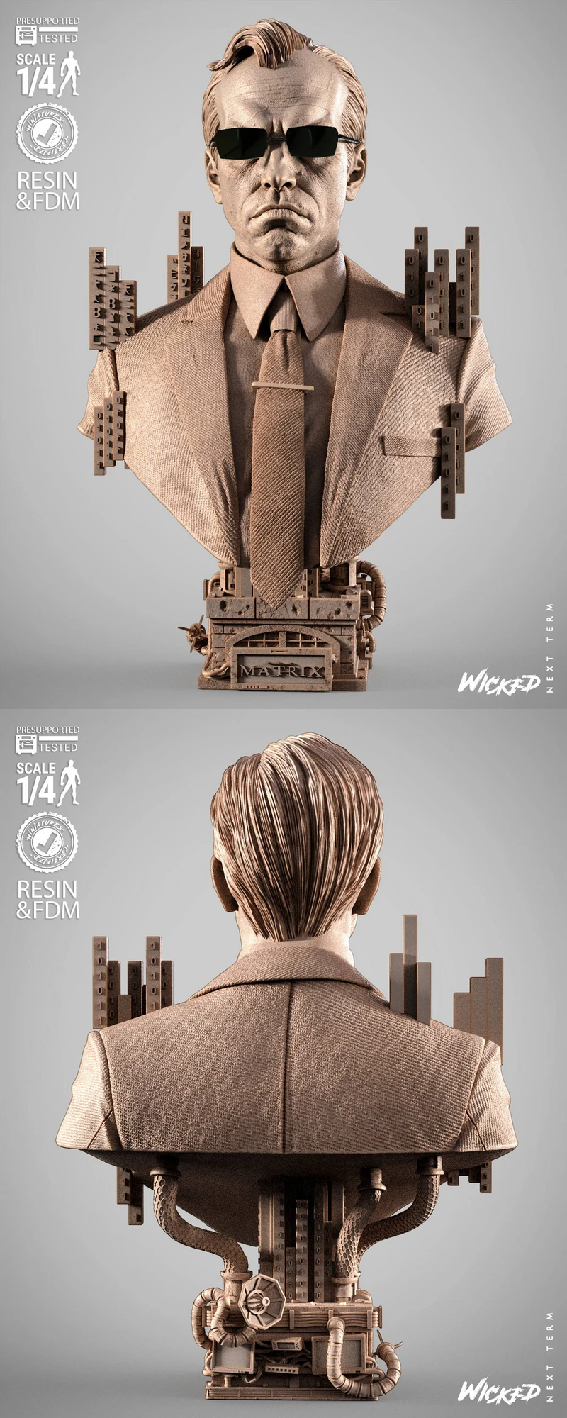 Agent Smith Portrait Bust – Matrix STL Model for 3D Printing