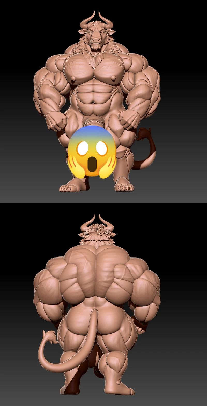 Hypermuscular Bull – Fantasy Creature STL Model for 3D Printing