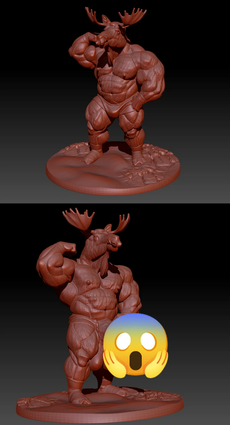 Muscular Moose – Fantasy Animal STL Model for 3D Printing