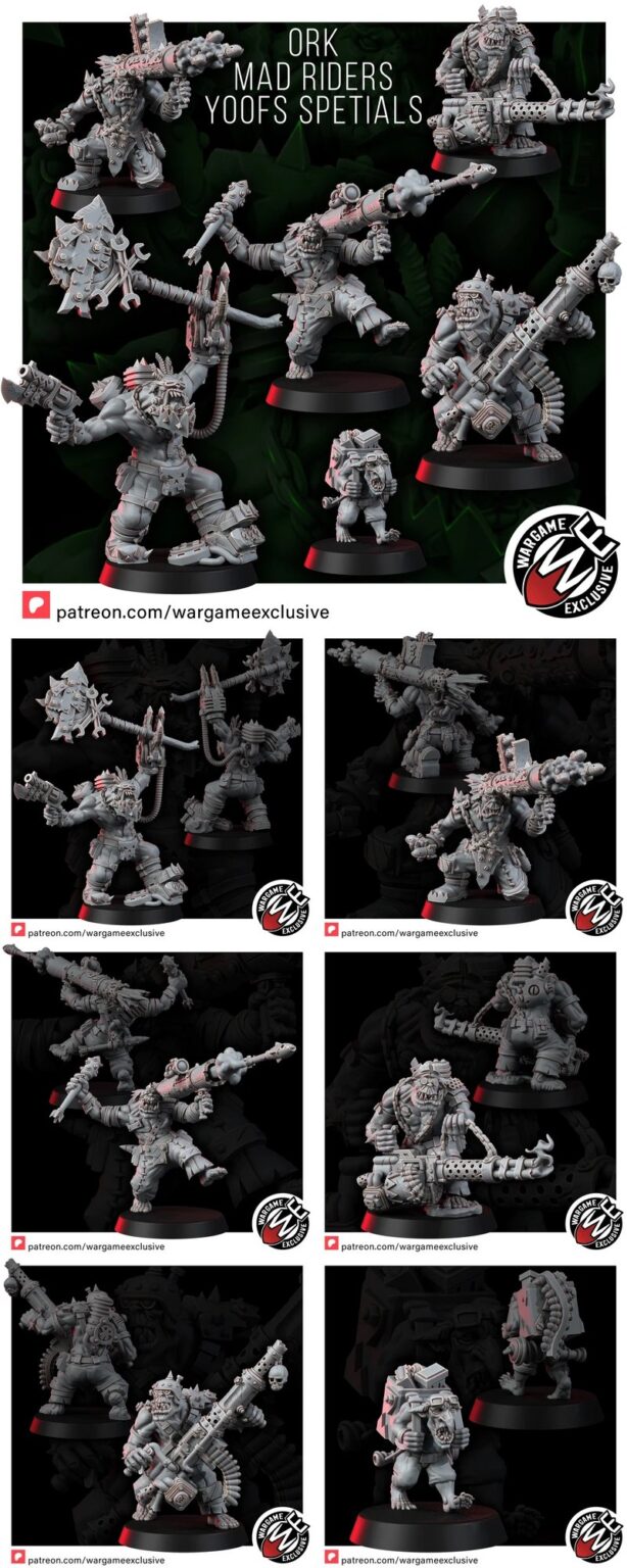 Ork Rider Stl Ork Mad Riders – Yoofs Spetialz STL Miniature Set for 3D Printing | 3D ...