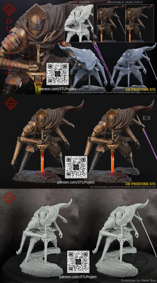 Dualliste – Fantasy Warrior STL Figure for 3D Printing
