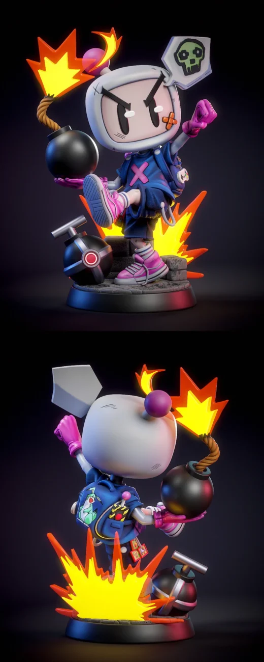 Urban Bomberman – Stylized STL Figure for 3D Printing