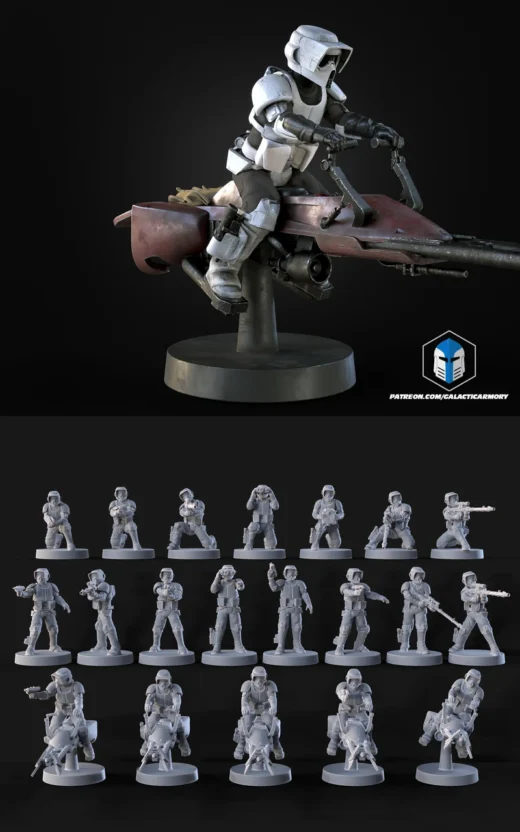 Scout Trooper Star Wars 3D Printable STL File for Miniatures and Display