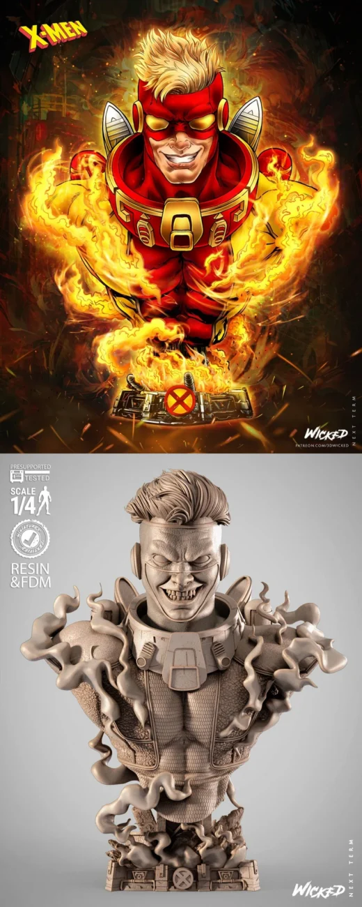 Pyro – Stylized Portrait Bust STL for 3D Printing