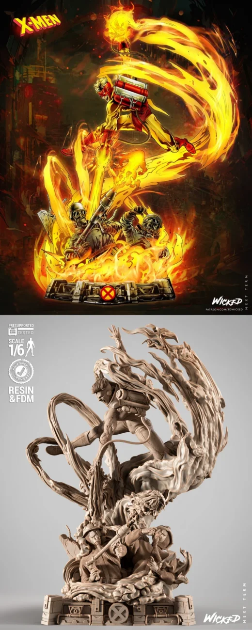 Pyro – Full-Body STL Sculpture for 3D Printing