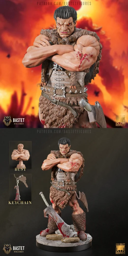 Zodd (Berserk) 3D Printable STL Files for Bust and Keychain